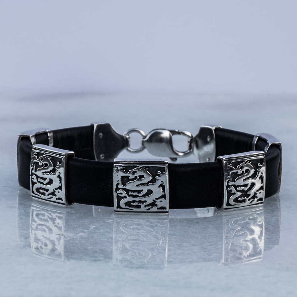 Unique cuff bracelet with tattooed dragon from the Tattoo collection  TTA116-1 - ORSKA jewelry